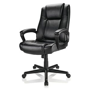 Realspace® Hurston Bonded Leather High-Back Executive Chair, Black, BIFMA Certified