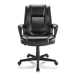 Realspace® Hurston Bonded Leather High-Back Executive Chair, Black, BIFMA Certified