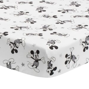 lambs & ivy magical mickey mouse cotton fitted crib sheet - white, disney