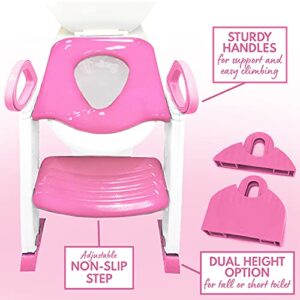 Potty Training Seat with Step Stool Ladder, Alayna Potty Training Toilet for Kids Boys Girls Toddlers Baby-Comfortable Safe Foldable Adjustable Potty Seat Trainer with Anti-Slip Pads Ladder