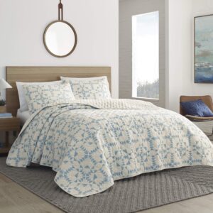 eddie bauer - king quilt set, reversible cotton bedding with matching shams, lightweight home decor for all seasons (arrowhead blue,3pieces, king)