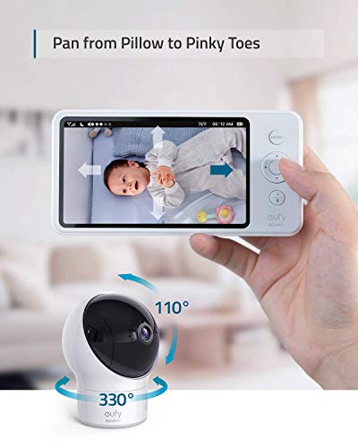 Video Baby Monitor, eufy Security Video Baby Monitor with Camera and Audio, 720p HD Resolution, Ideal for New Moms, 5 inch Display, 110° Wide-Angle Lens Included, Night Vision(Renewed)