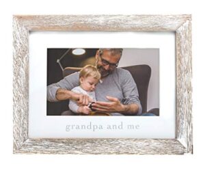pearhead grandpa & me keepsake rustic picture frame, gender-neutral picture frame, wall nursery décor, gift for dad or grandpa, distressed white