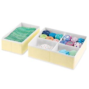 mDesign Soft Fabric Polka Dot Dresser Drawer and Closet Storage Organizer Bin for Child/Kids Room, Nursery, Playroom - Divided 5 Section Tray, Set of 4 - Yellow/White