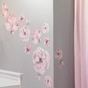 Lambs & Ivy Signature Botanical Baby Pink/Gray Watercolor Floral Wall Decals