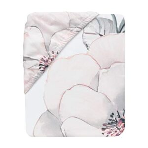 Lambs & Ivy Signature Botanical Baby Watercolor Floral Cotton Crib Sheet- White