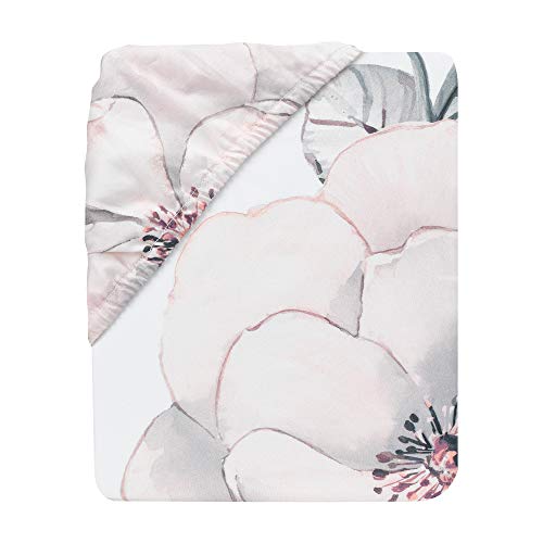 Lambs & Ivy Signature Botanical Baby Watercolor Floral Cotton Crib Sheet- White