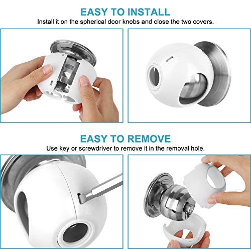 Door Knob Safety Cover for Kids (4 Pack) New Shape & Structure Design Child Door Knob Covers Prevent Children from Opening Doors Baby Safety Door Knob Locks Fit Most Knobs