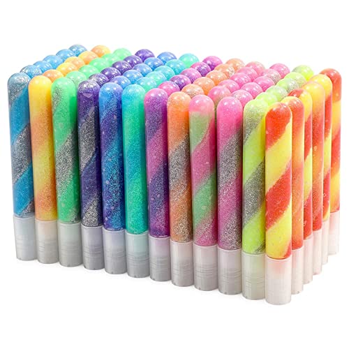 Glue with Glitter Gel Pens for Kids, Bulk Set, 12 Rainbow Swirl Colors (72 Pack)