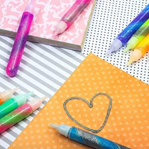 Glue with Glitter Gel Pens for Kids, Bulk Set, 12 Rainbow Swirl Colors (72 Pack)