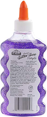 Elmers Liquid Purple Glitter Glue, Washable, 6 Ounces, Great for Making Slime (3 Pack)