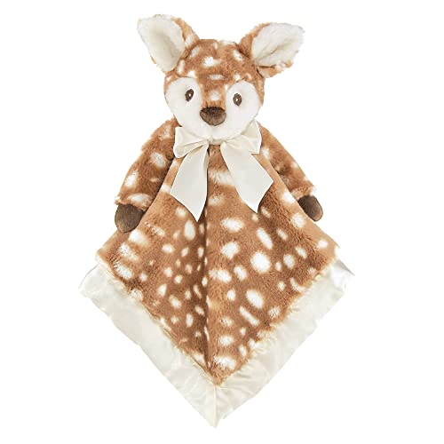 Bearington Lil’ Willow Lovie Blanket: 15” Tall Fawn Blanket Plush for Infants, Ultra-Soft with Velour Lining and Cozy Fabric, Super Absorbent for Messy Babies, Machine Washable, Great