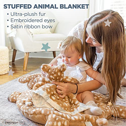 Bearington Lil’ Willow Lovie Blanket: 15” Tall Fawn Blanket Plush for Infants, Ultra-Soft with Velour Lining and Cozy Fabric, Super Absorbent for Messy Babies, Machine Washable, Great