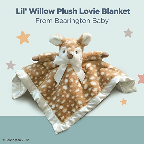 Bearington Lil’ Willow Lovie Blanket: 15” Tall Fawn Blanket Plush for Infants, Ultra-Soft with Velour Lining and Cozy Fabric, Super Absorbent for Messy Babies, Machine Washable, Great