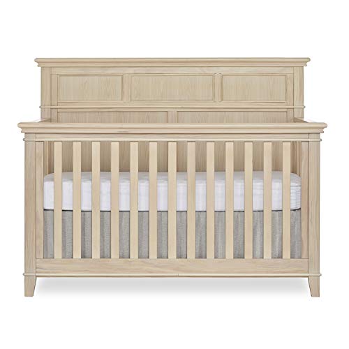 Dream On Me Dover 4-In-1 Convertible Crib In Vintage White Oak, Three Mattress Height Settings, Fixed Stationary Side Rails, Wooden Furniture For Nursery, Bedroom