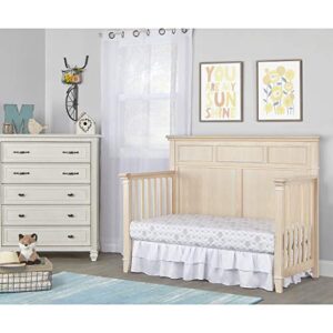 Dream On Me Dover 4-In-1 Convertible Crib In Vintage White Oak, Three Mattress Height Settings, Fixed Stationary Side Rails, Wooden Furniture For Nursery, Bedroom