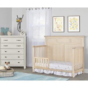 Dream On Me Dover 4-In-1 Convertible Crib In Vintage White Oak, Three Mattress Height Settings, Fixed Stationary Side Rails, Wooden Furniture For Nursery, Bedroom