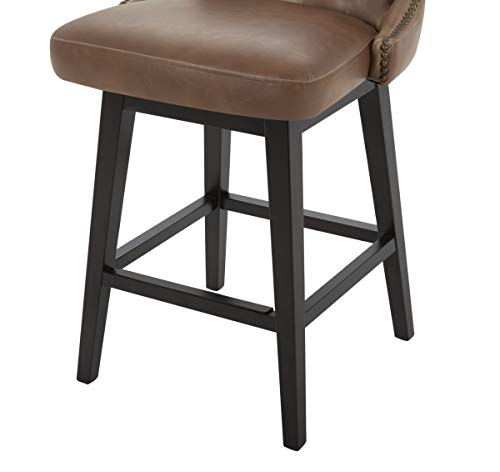 Amazon Brand – Stone & Beam Morgan Faux Leather Memory-Swivel Counter-Height Barstool, 38.2"H, Brown