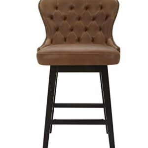 Amazon Brand – Stone & Beam Morgan Faux Leather Memory-Swivel Counter-Height Barstool, 38.2"H, Brown