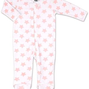The Peanutshell Flowers & Stars 3 Pack Footed Sleepers for Baby Girls (Newborn) Pink