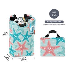 senya Nautical Ocean Starfish Large Storage Basket Collapsible Organizer Bin Laundry Hamper for Nursery Clothes Toys