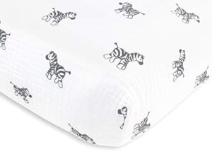 amazing baby cotton muslin fitted crib sheet, zebra, soft black , 28x52x6 inch (pack of 1)