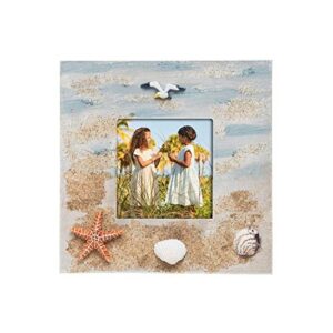 beachcombers b22528 sandy beach resin picture frame, 3 x 3-inch