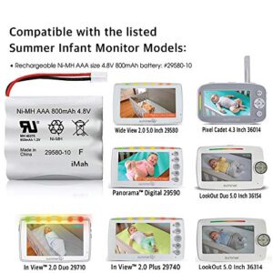 iMah Replacement 29580-10 Battery for Summer Infant Baby Monitor 29580 29590 29610 29620 29630 29710 29740 29790 29940 Ni-MH AAA 800mAh 4.8V