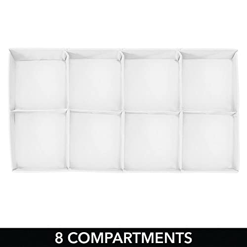 mDesign Fabric Divided 8-Section Drawer Organizer Bin, Kid/Baby Nursery Dresser, Closet, Shelf, Playroom Organization, Hold Clothes, Toys, Diapers, Bibs, Blankets, Jane Collection, 3 Pack, Cream/White