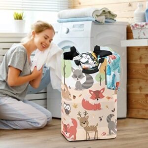 OREZI Cute Woodland Forest Animals Deer Rabbit Bear Fox Raccoon Bird Owl Laudry Hamper,Waterproof and Foldable Laundry Bag for Storage Dirty Clothes Toys in Bedroom,Bathroom Dorm Room