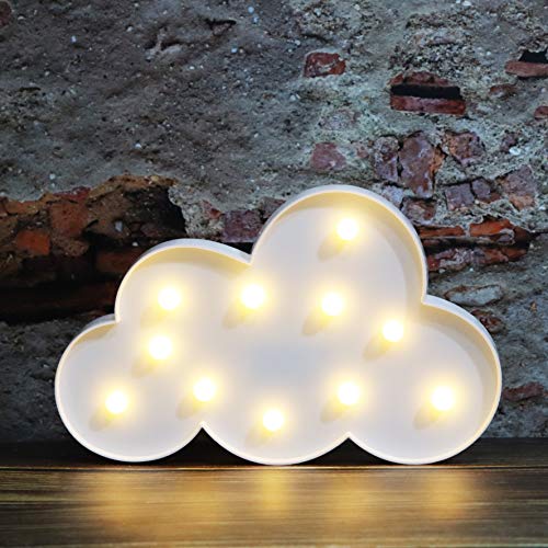 Vicila White LED Cloud Marquee Signs, Light Up Cloud Decorative Signs Hanging Hole Nursery Room Cloud Night Light for Baby Shower, Party Supply, Christmas Decor-Cloud(White)