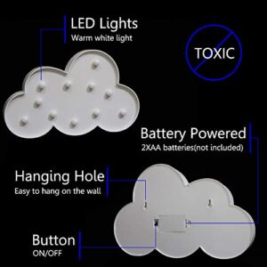 Vicila White LED Cloud Marquee Signs, Light Up Cloud Decorative Signs Hanging Hole Nursery Room Cloud Night Light for Baby Shower, Party Supply, Christmas Decor-Cloud(White)