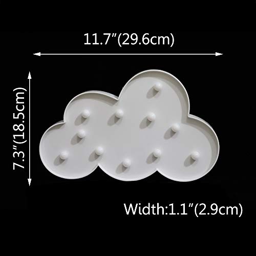 Vicila White LED Cloud Marquee Signs, Light Up Cloud Decorative Signs Hanging Hole Nursery Room Cloud Night Light for Baby Shower, Party Supply, Christmas Decor-Cloud(White)