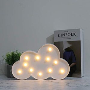 Vicila White LED Cloud Marquee Signs, Light Up Cloud Decorative Signs Hanging Hole Nursery Room Cloud Night Light for Baby Shower, Party Supply, Christmas Decor-Cloud(White)