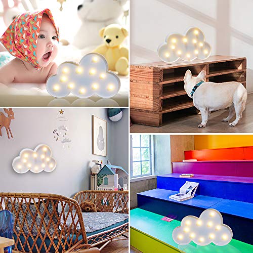 Vicila White LED Cloud Marquee Signs, Light Up Cloud Decorative Signs Hanging Hole Nursery Room Cloud Night Light for Baby Shower, Party Supply, Christmas Decor-Cloud(White)