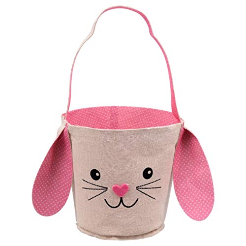 Easter Canvas Baskets. A Clever & Kids` Safe Alternative to Wooden or Plastic Baskets to Avoid Risk of Scratches, Injuries Chewing Wood or Plastic Baskets. Kids Will Love It (1 Pink 1 Blue)