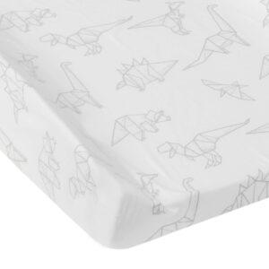 andi mae changing pad cover - grey dinosaurs -100% jersey cotton - fits standard changing pads