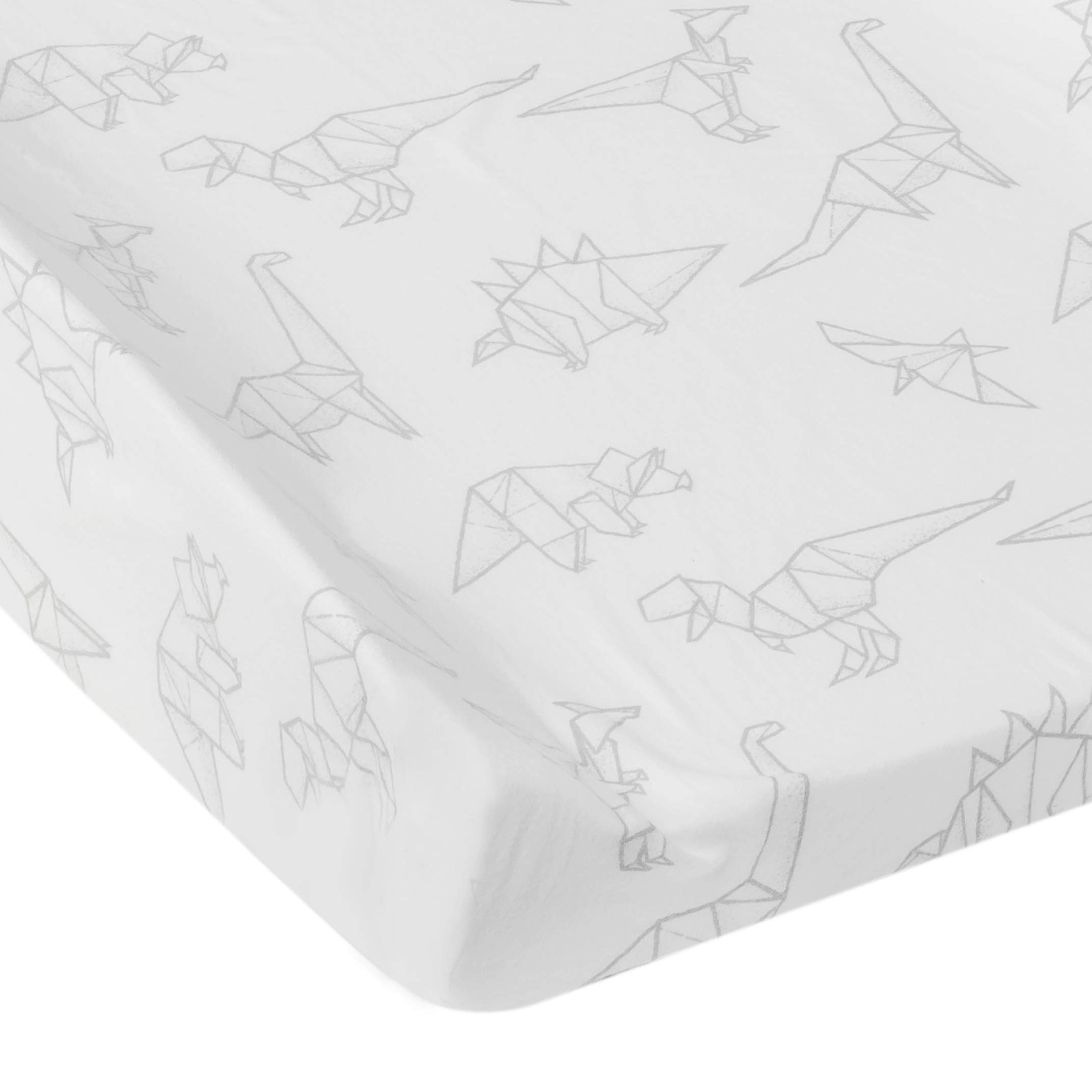 Andi Mae Changing Pad Cover - Grey Dinosaurs -100% Jersey Cotton - Fits Standard Changing Pads