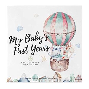 first 5 years baby memory book journal - 90 pages hardcover first year keepsake milestone baby book for boys, girls - baby scrapbook - baby album and memory book (adventureland)