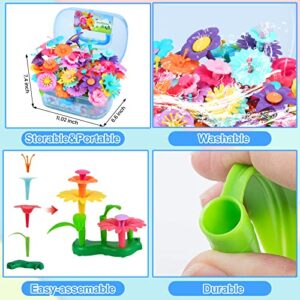 BEMITON Flower Building Toy Set for Girls, Best Birthday Gifts for 3 4 5 6 7 Year Old Kids, Arts and Crafts Kit for Toddlers, STEM Activities and Gardening Pretend Playset, 148 pcs