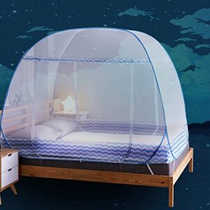 Jsanh Folding Mosquito Net Tent Canopy Curtains for Beds Pop Up Mosquito Net Tent King Size Portable Mosquito Netting with Bottom for Baby Adults L80XW72XH62inch