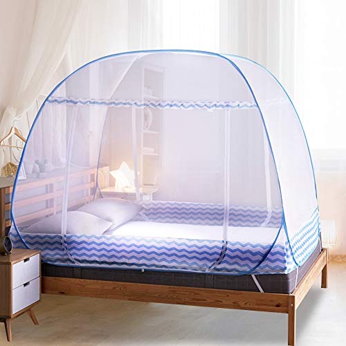 Jsanh Folding Mosquito Net Tent Canopy Curtains for Beds Pop Up Mosquito Net Tent King Size Portable Mosquito Netting with Bottom for Baby Adults L80XW72XH62inch