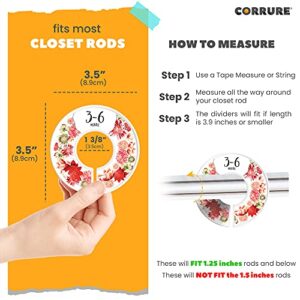 CORRURE Baby Closet Size Dividers - Complete Set of 12 Closet Dividers for Baby Clothes from Newborn to 24 Months - Best Nursery Closet Hanger Organizer for Baby Boy or Girl - Ideal Baby Gift (Floral)