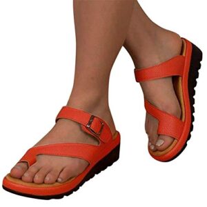 sandals for women flat,women's 2020 toe ring comfy platform sandal shoes summer beach travel fashion slipper flip flops orange
