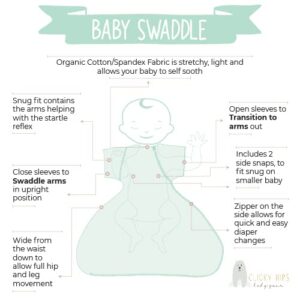 Swaddle Sack with Arms Up, Allows Babies Hips to Move Freely, fits Newborn Babies 0-6 Months, 8-18 lbs, Arms in/Out Transition Swaddle Sack, Baby Sleep Sack, Organic Cotton