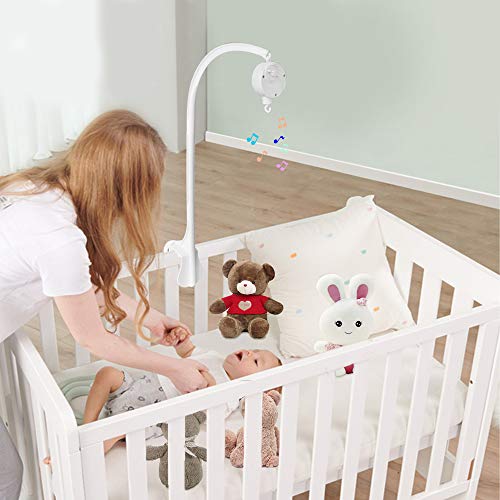 AIFUDA 25 Inch Baby Musical Crib Mobile Bed Bell Holder Infant Bed Decoration Toys Rotating Music Box Nut Screw Arm Bracket