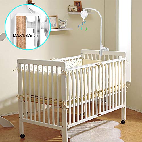 AIFUDA 25 Inch Baby Musical Crib Mobile Bed Bell Holder Infant Bed Decoration Toys Rotating Music Box Nut Screw Arm Bracket