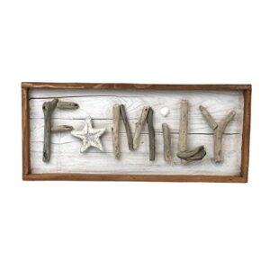 beachcombers b22136 reclaimed wood metal family wall plaque, 18-inch length