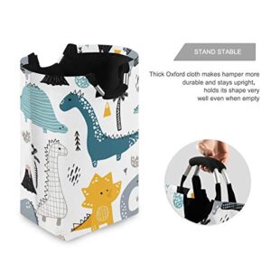 OREZI Creative Childish Dinosaur Laundry Hamper,Waterproof and Foldable Laundry Bag with Handles for Baby Nursery College Dorms Kids Bedroom Bathroom