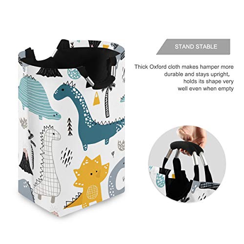 OREZI Creative Childish Dinosaur Laundry Hamper,Waterproof and Foldable Laundry Bag with Handles for Baby Nursery College Dorms Kids Bedroom Bathroom